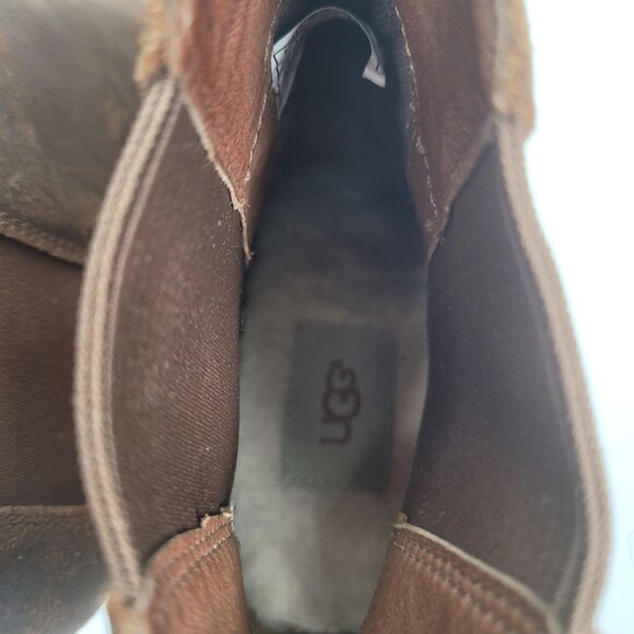 UGG Pax Waterproof Chipmunk Brown Leather Wedge Ankle Boots 1095136 US Size 8.5 - Picture 8 of 11